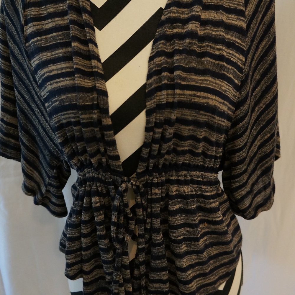 Bell Sleeve Cardigan with Embroidered Back